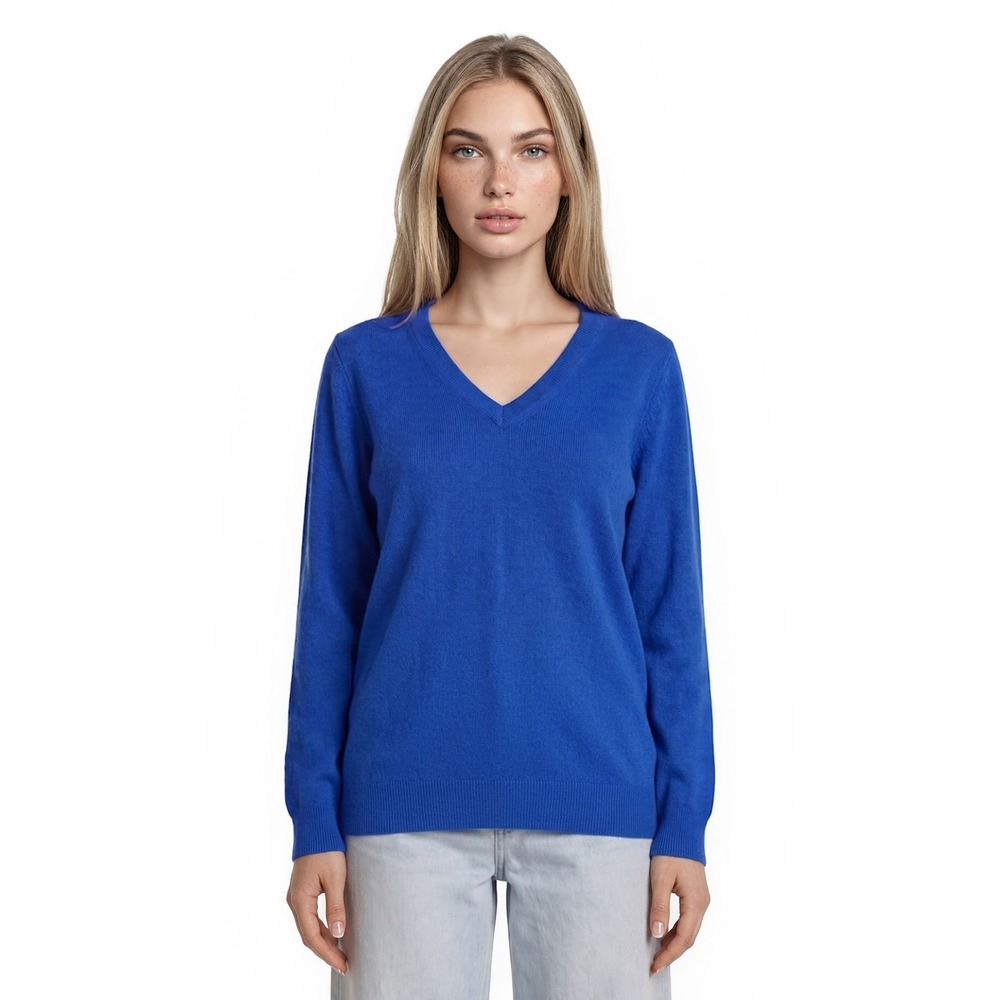 NWT J.McLaughlin 100% Cashmere Maye Sweater Women's Size Medium Blue V Neck $298